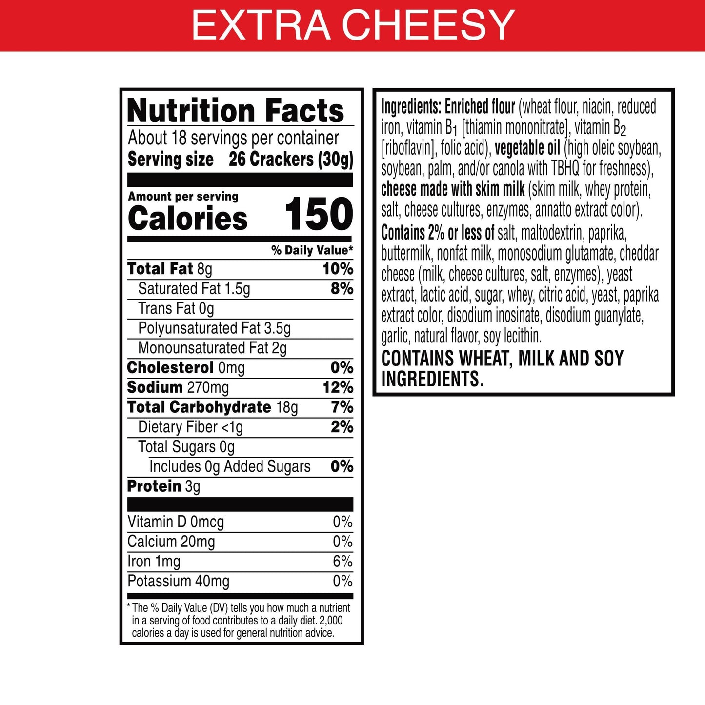 Cheez-It Cheese Crackers, Baked Snack Crackers, Lunch Snacks, Grab N' Go, Extra Cheesy, 6.75Lb Case (36 Pouches)