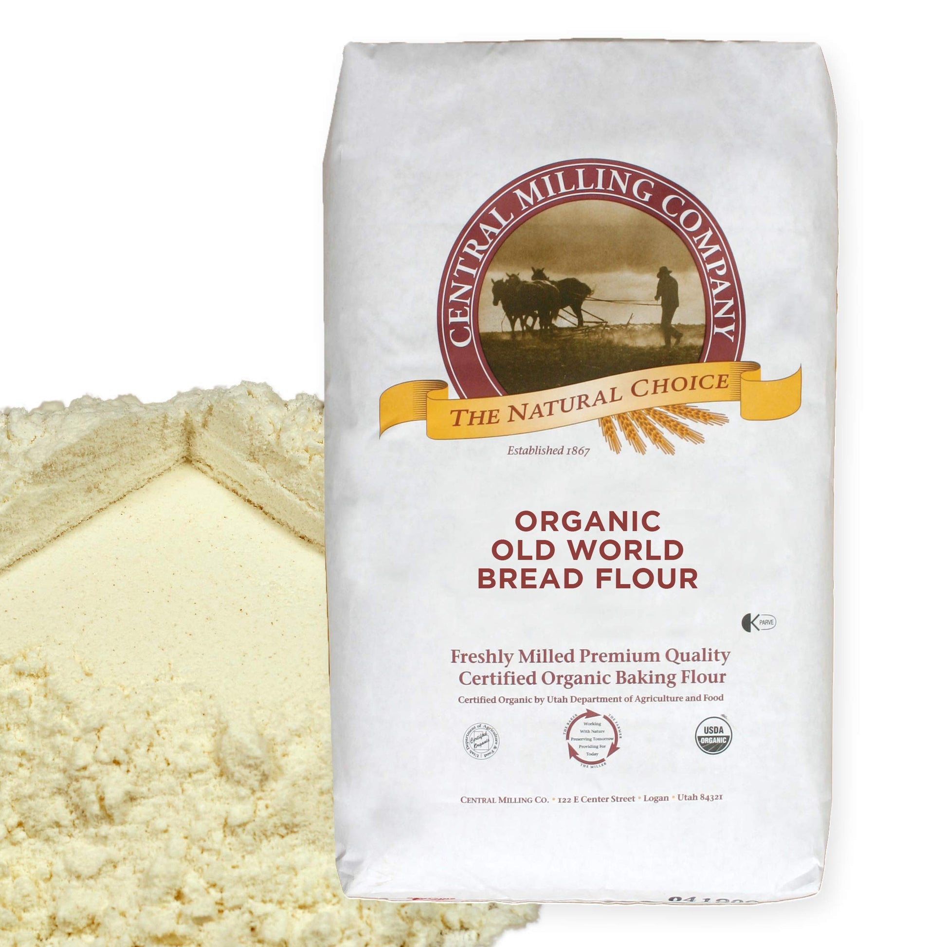 CENTRAL MILLING Organic Artisan Bread Flour - 25 lbs - 100% Whole Grain