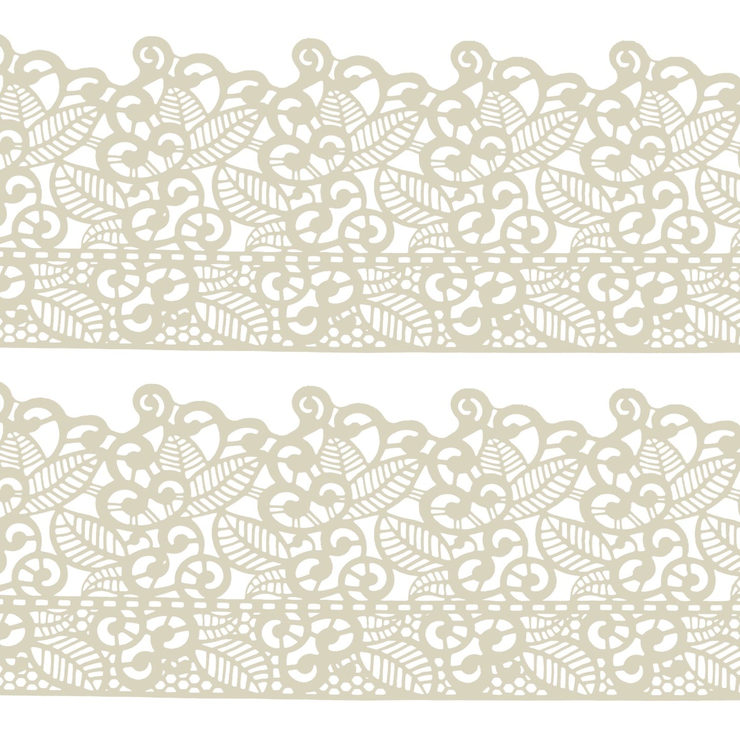 FUNSHOWCASE Edible Cake Lace Set, Leaf Scroll Design, Ivory White, 10-Piece, 14-Inch, Model 1323