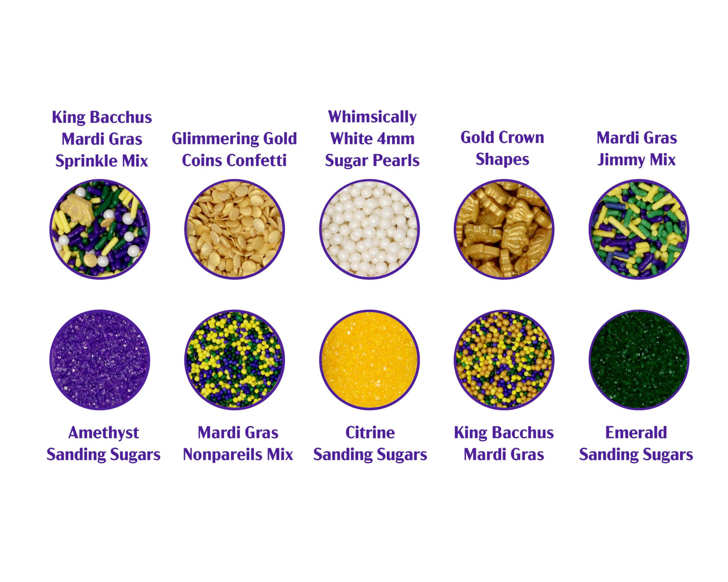 Mystic Sprinkles Mardi Gras Sprinkle Mixes (Mardi Gras Sprinkle Decorating Kit 6.9Oz)