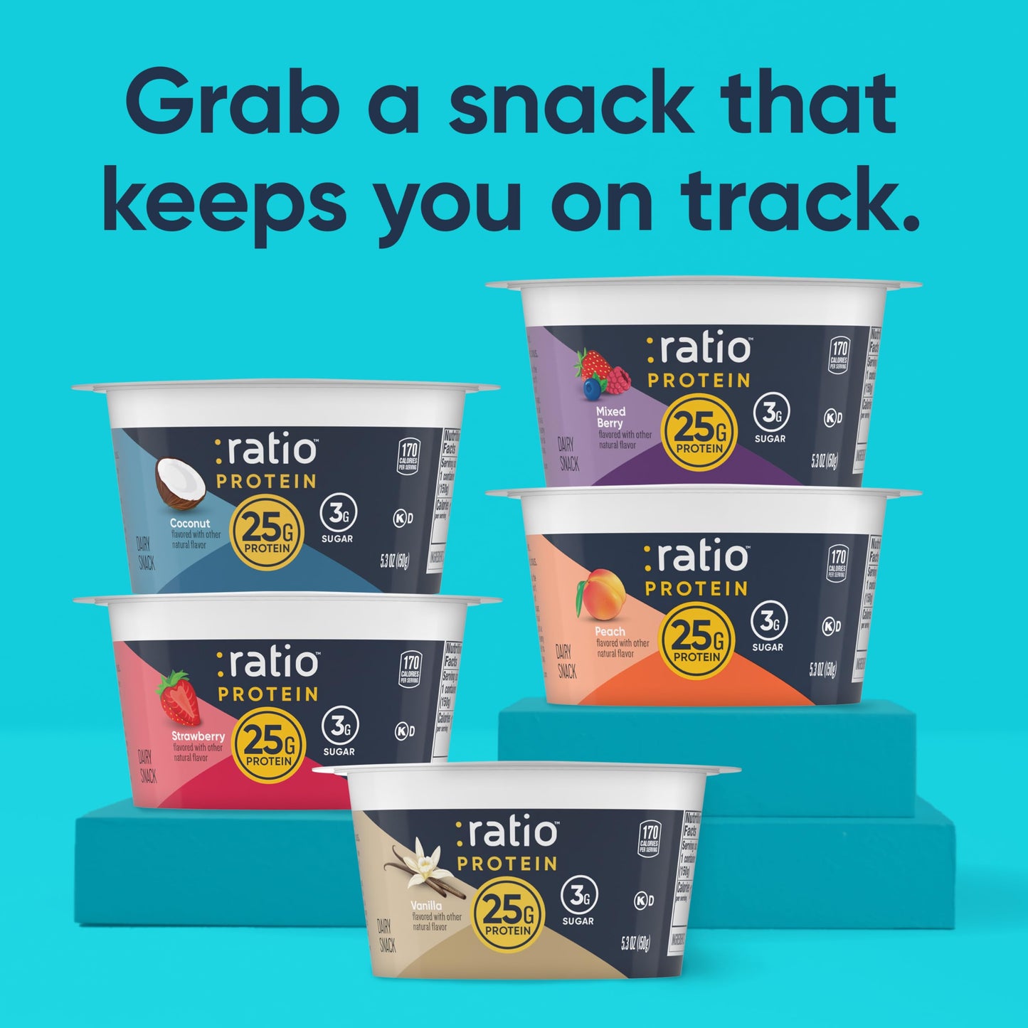 Ratio Yogurt Protein Cultured Dairy Snack, Vanilla, 25g Protein, 5.3 OZ