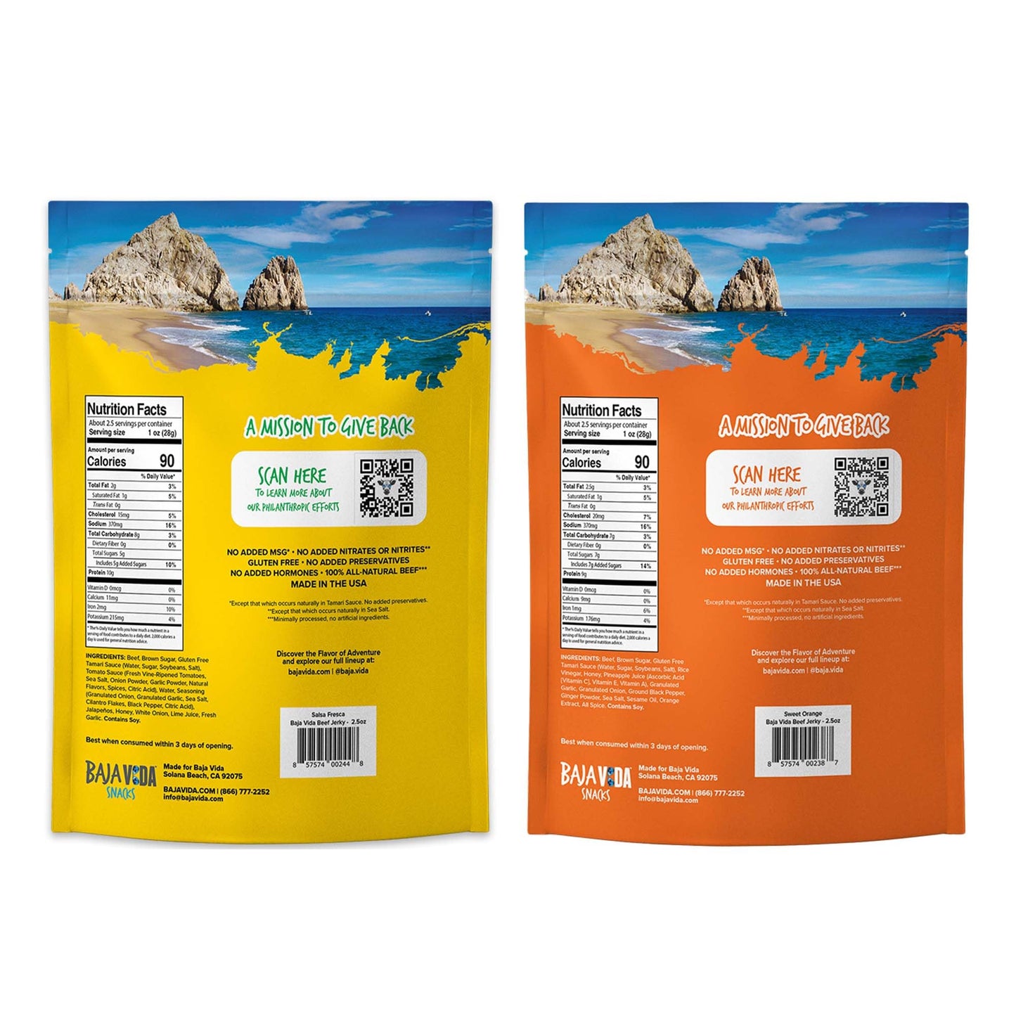 BAJA BEEF Jerky Snack Packs - Variety Pack, High Protein, Gluten Free, 2.5 Oz (4 Pack)