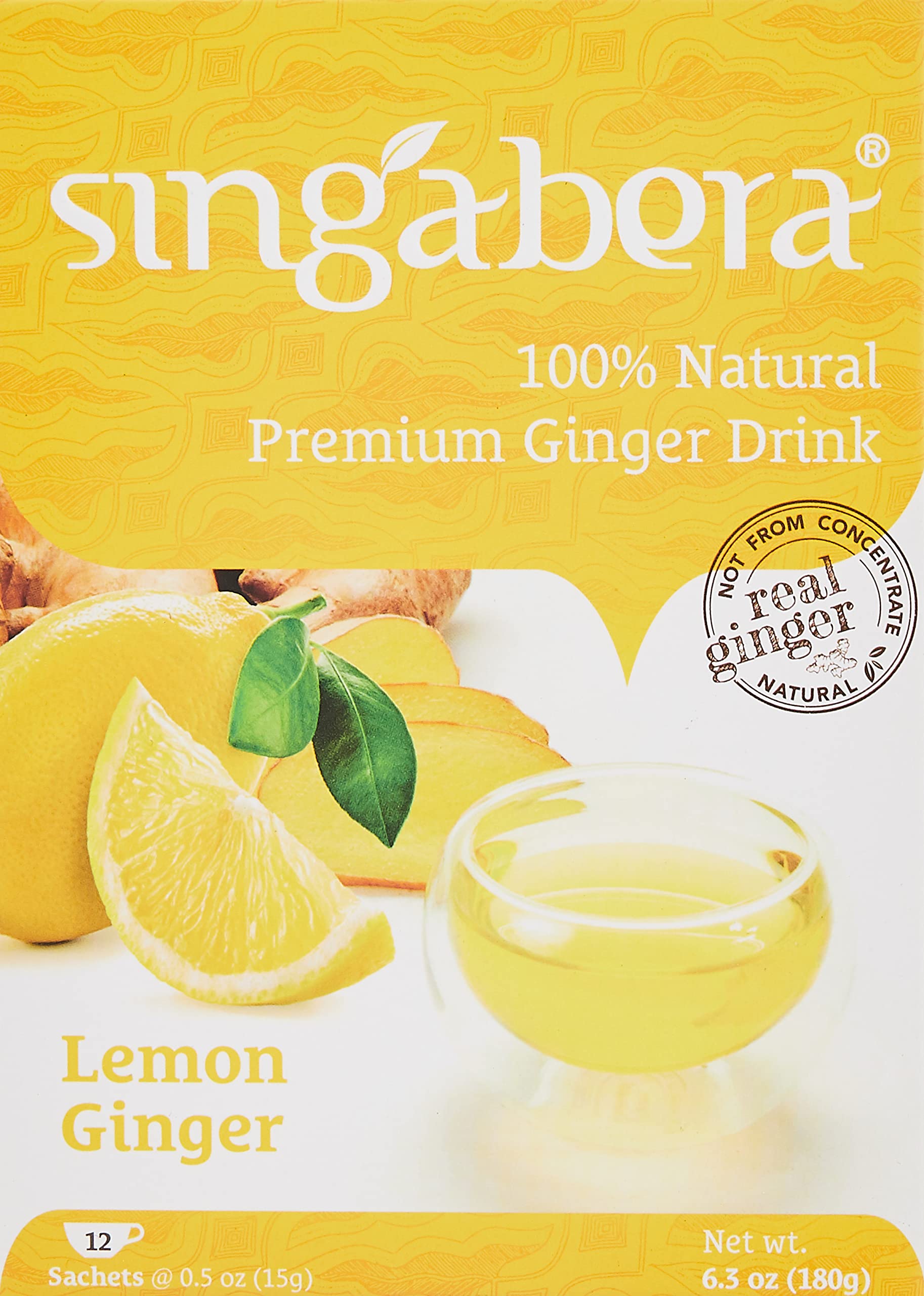 Singabera Ginger Drink - Lemon Ginger Flavor, 6.3 oz, Pack of 3