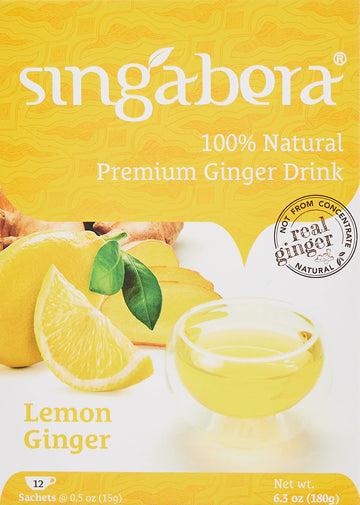 Singabera Ginger Drink - Lemon Ginger Flavor, 6.3 oz, Pack of 3