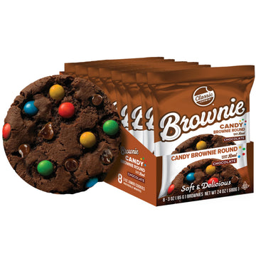 Classic Cookie, Soft Baked Brownie, Candy Brownie Round 3oz, 8 Count Pack