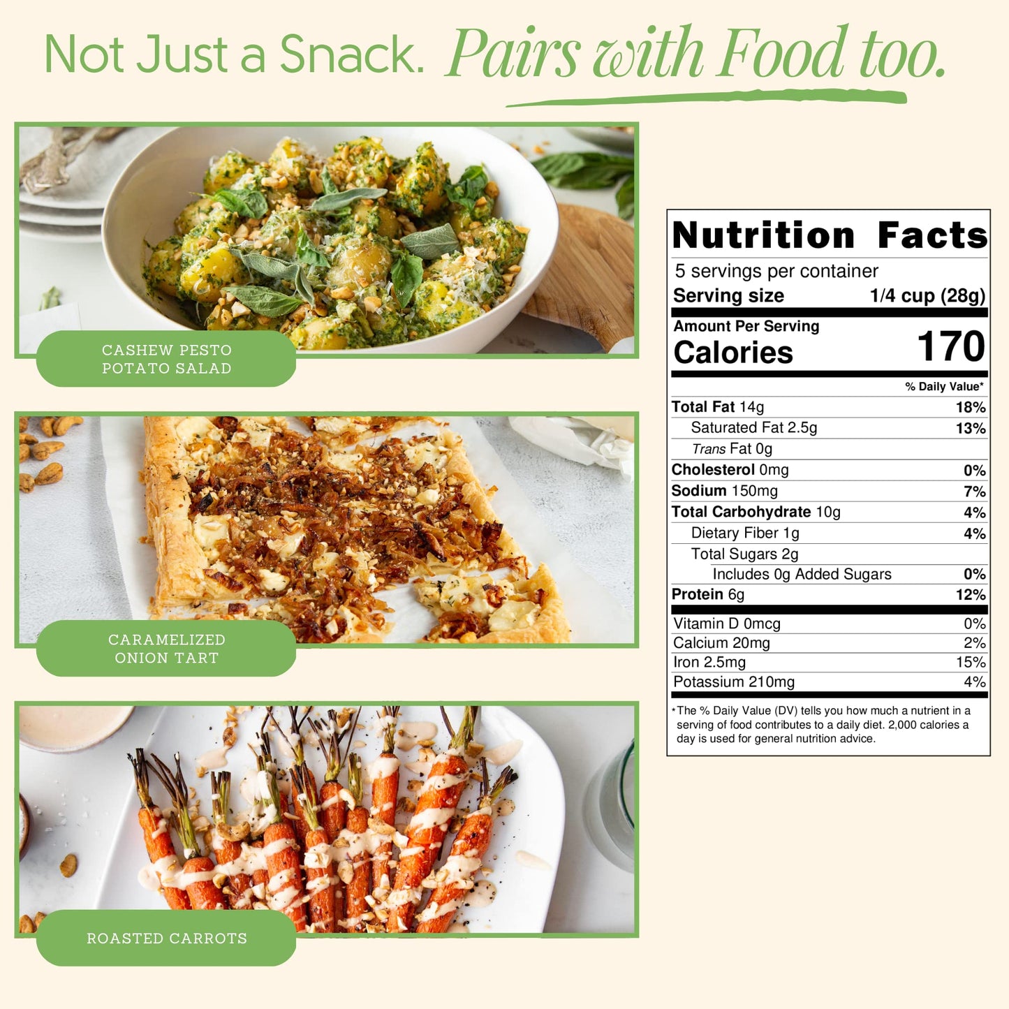 Rich Nuts Savory Sage Gourmet Sprouted Cashews | Vegan, Paleo, Keto | Made with Organic Rosemary, Sage, and Sea Salt | Non-Roast