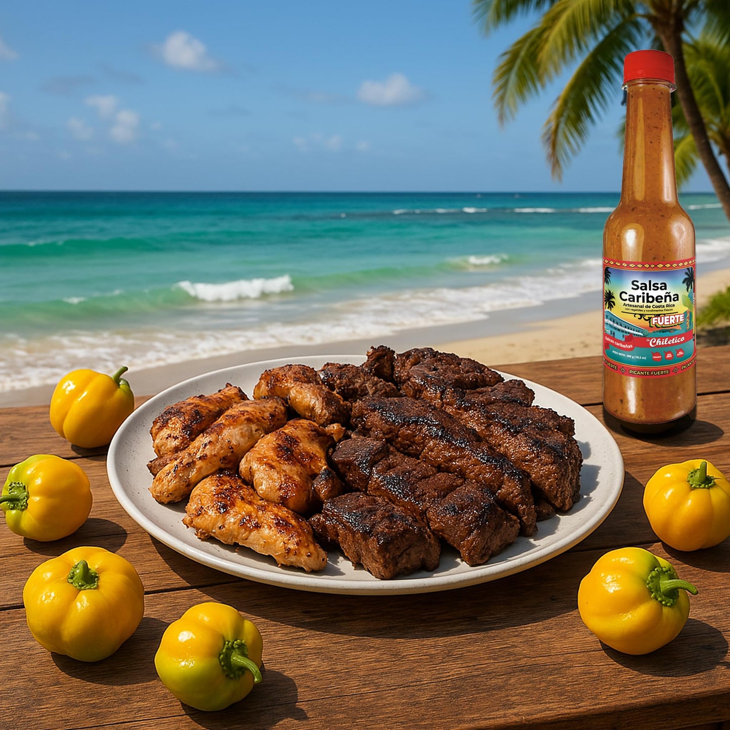 Chiletico Caribbean Hot Sauce Gift Set - Artisan Costa Rican handcrafted -Puerto Lim  n Inspired - Natural Ingredients - 4-Pack