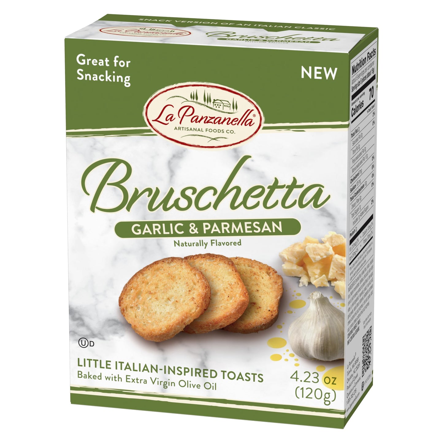 La Panzanella Garlic and Parmesan Bruschetta Crackers - Italian-inspired Toasts, For Soups, Dips, Spreads or Snacks, 4.23oz (120