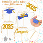 Chinco 100 Pack 2025 Graduation Cupcake Toppers Grad Cap Food Appetizer Picks Cake Graduation Party Decorations Diploma Cupcake