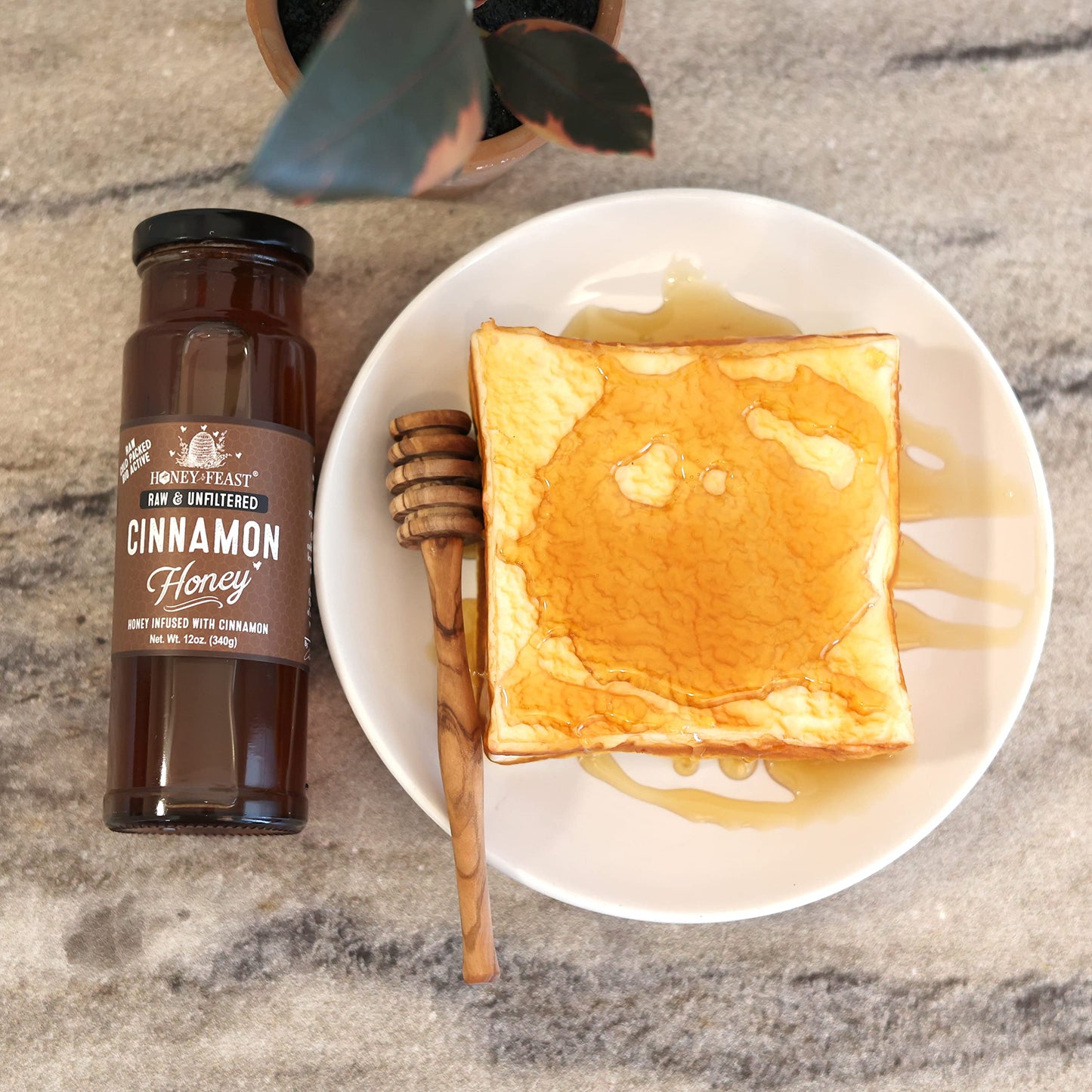 Honey Feast Organic Cinnamon Honey - Raw And Cold Packed - 12 Ounces - Small Batch Beekeeper Honey
