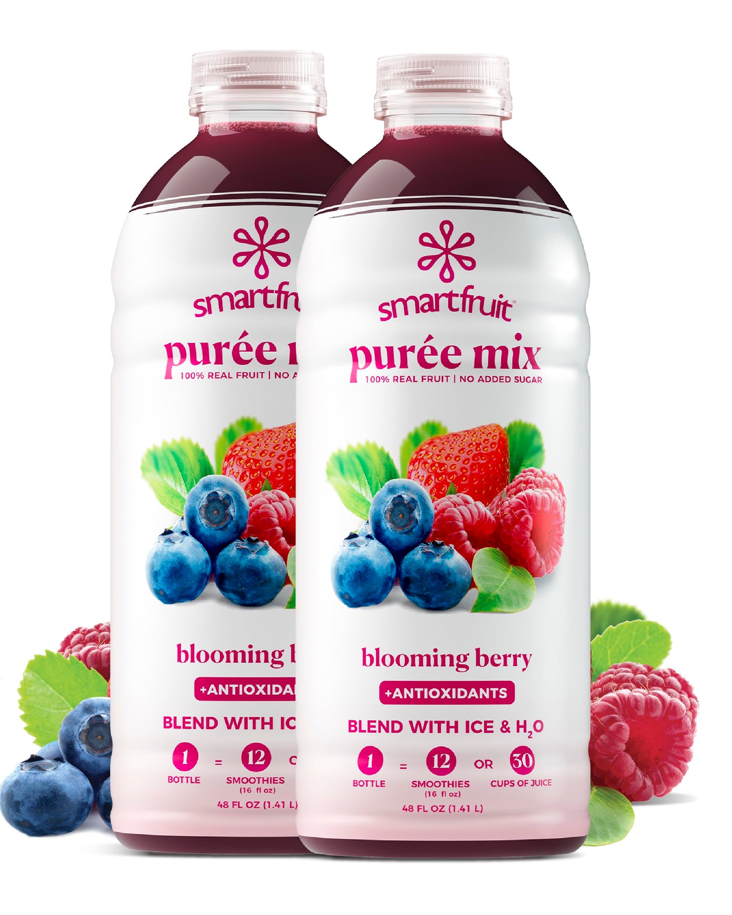 Smartfruit Blooming Berry + Antioxidants - 100% Real Fruit Pur  e with Strawberries, Blueberries, Raspberries - Great for Smooth