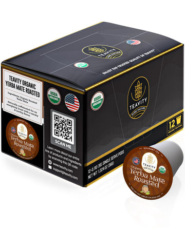 Teavity Organic Yerba Roasted Mate Tea Pods for Keurig, 12 Count, Pack of 1