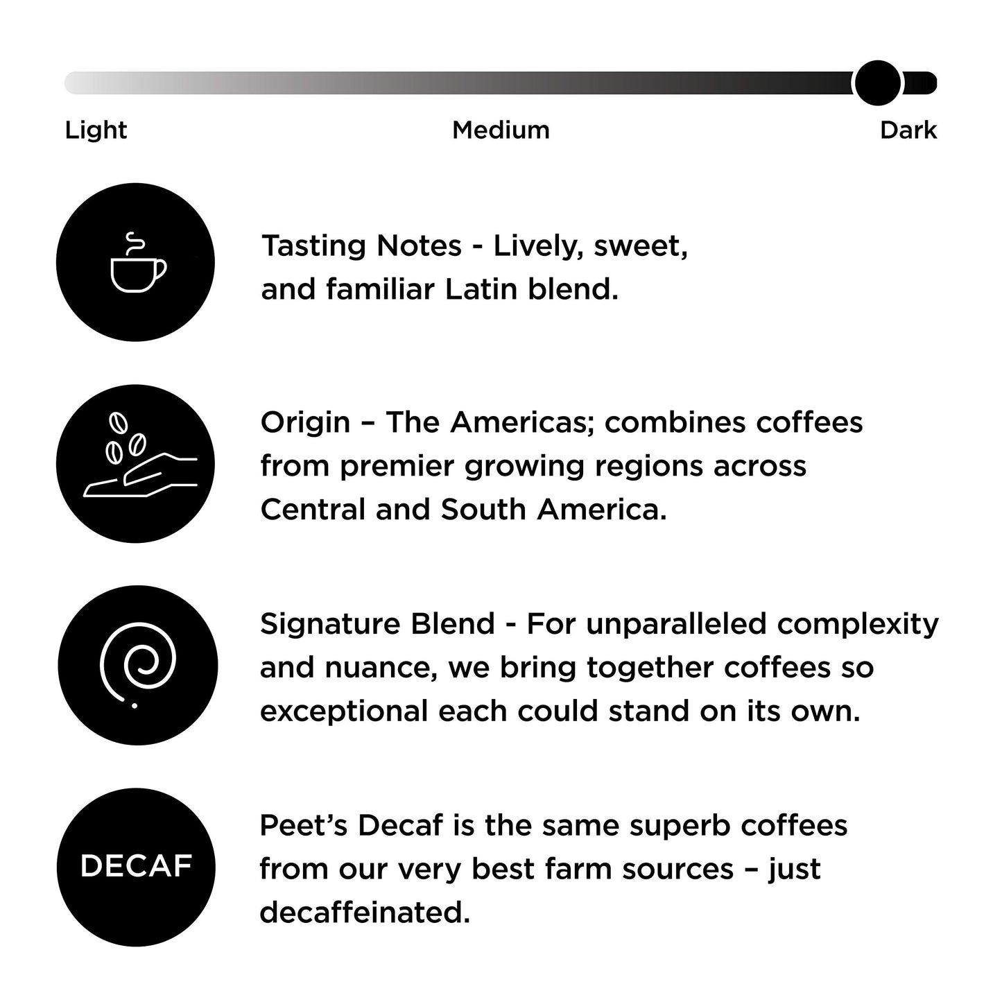 Peets Coffee Decaf House Blend K-Cup Pods, Dark Roast, 22 Count, Model 6544
