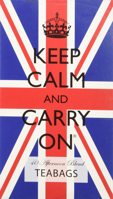 Keep Calm And Carry On Tea Carton Box, Afternoon Blend Tea (40 Bags, 125G, 4.4Oz)