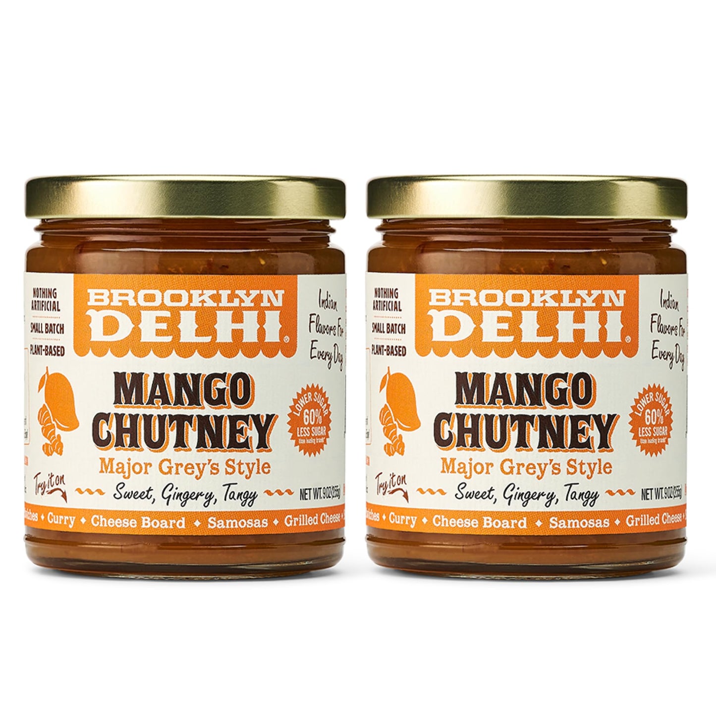 Brooklyn Delhi Mango Chutney - 9 Ounces - Made With Ripe Mangos, Golden Raisins, Fresh Ginger, Garam Masala, And Lemon Juice For
