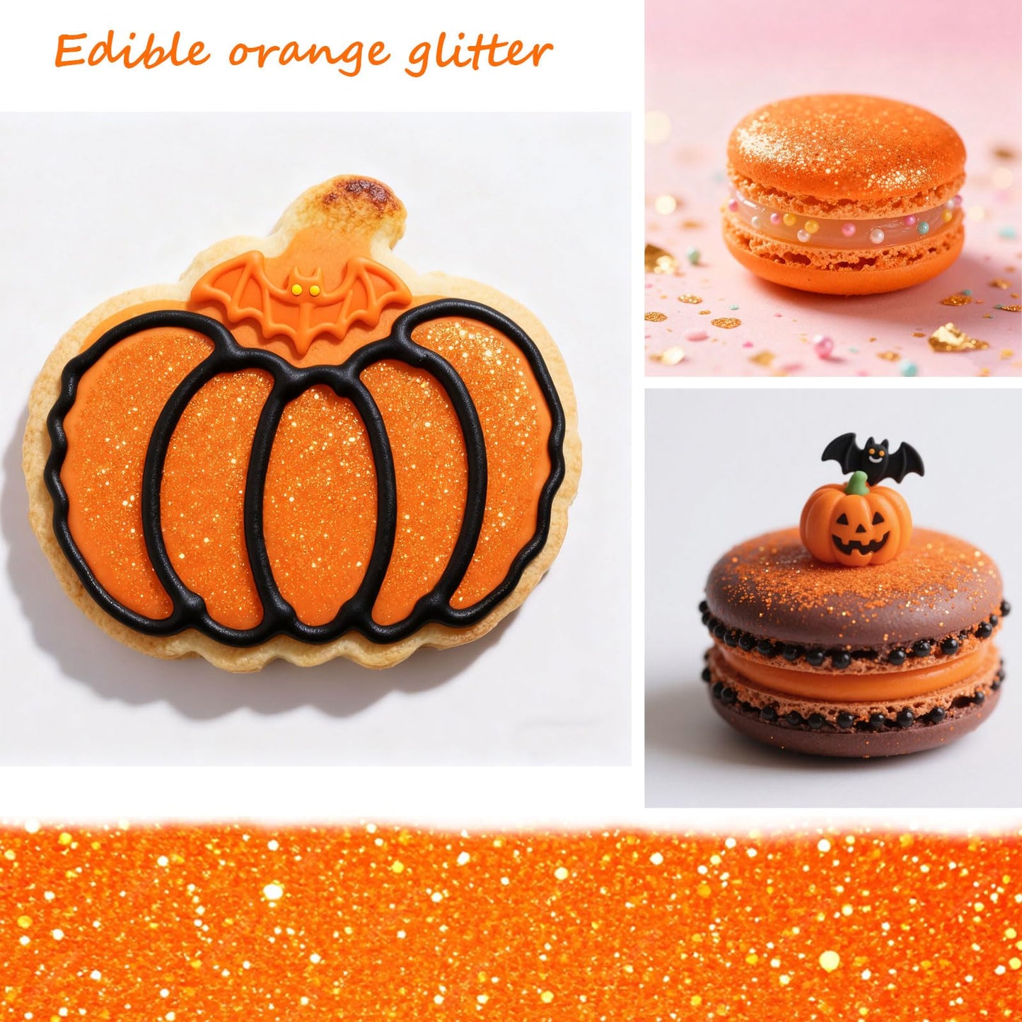 Colaele Orange Edible Glitter Powder - 5g Food Grade Luster Dust for Cake & Dessert Decorating