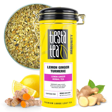 Tiesta Tea - Lemon Ginger Turmeric | Lemon Ginger Herbal Tea | enhanced Loose Leaf Tea Blend | Non Caffeinated Herbal Tea | Make Hot or Iced Tea & Brews Up to 50 Cups - 5 Ounce Refillable Tin
