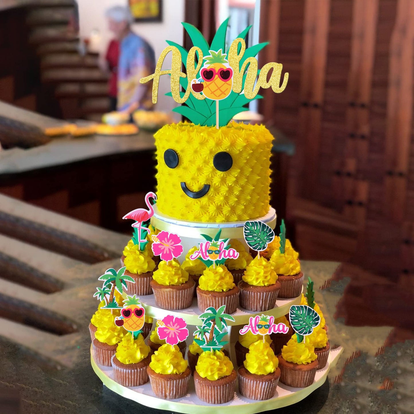 25 Pcs Tropical Theme Cupcake Toppers With Aloha Cake Topper Palm Tree Turtle Leaves Flamingo Pineapple Cupcake Picks For Summer