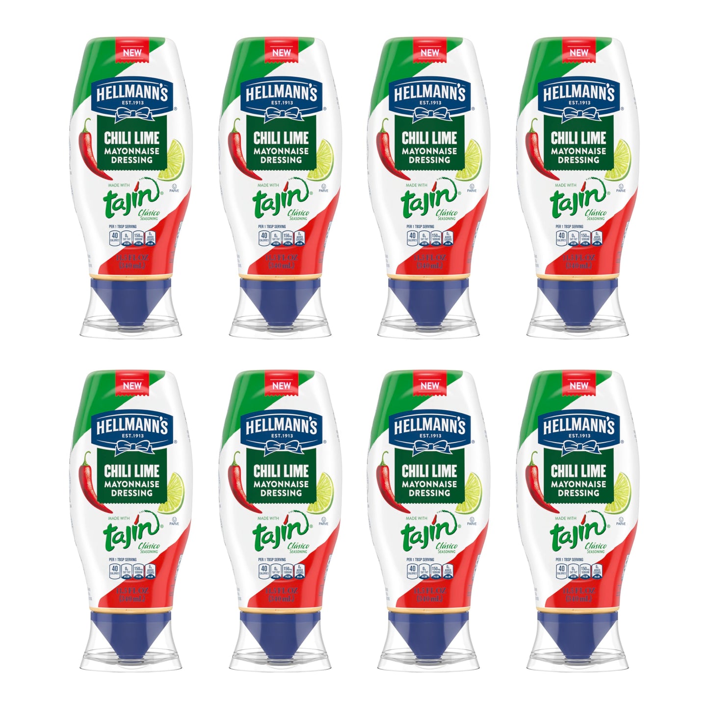 Hellmann's Mayonnaise Dressing 8 Count Chili Lime for Grilled Corn, Tacos, Grain Bowls & More, with Taj  n Cl  sico Seasoning, R