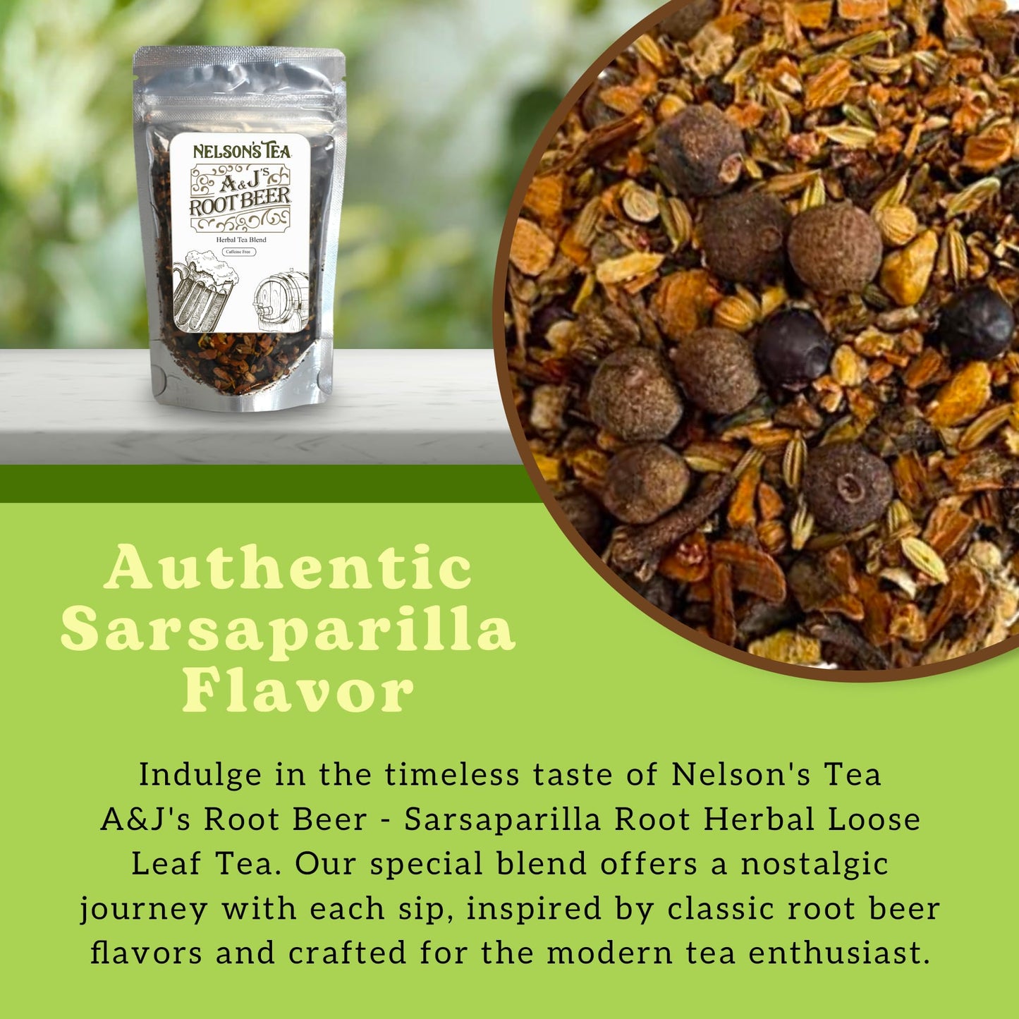 Nelsons Tea Sarsaparilla Root Herbal Loose Leaf Tea - Caffeine-Free - 2 Oz