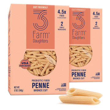 Three Farm Daughters High Fiber Pasta Penne Pack, Low GI, Non GMO Penne Pasta Noodles, Low Net Carb, Made in the USA, 12 oz. (2 