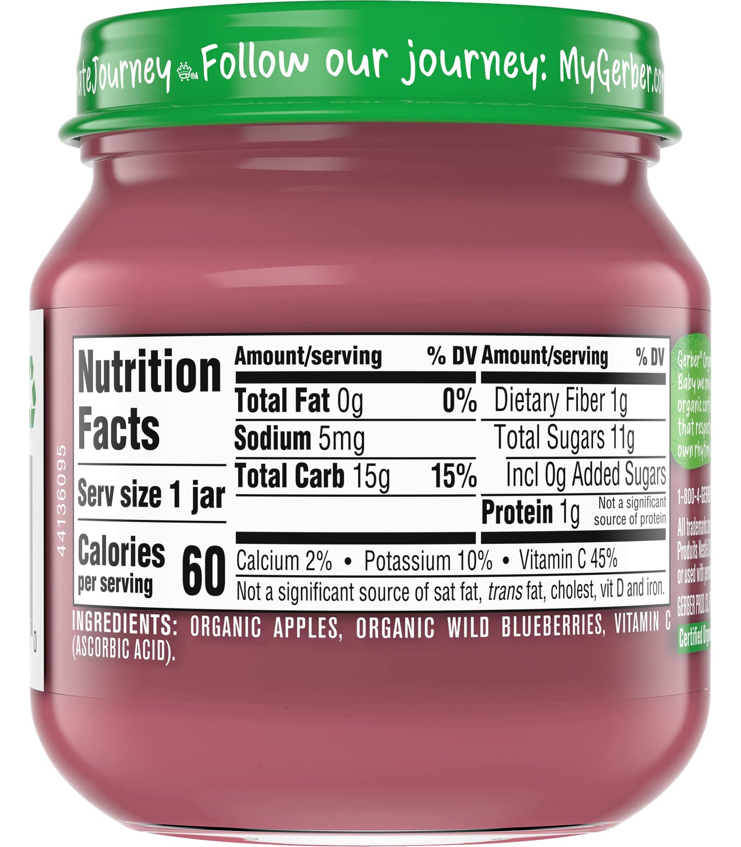 Gerber Purees Organic 2Nd Foods Apple Wild Blueberry Baby Food Glass Jar (Pack Of 6)