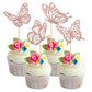 Rsstarxi Butterfly Cupcake Toppers, 24 Pack, Glitter, Paper, Rose Gold, Model XM248