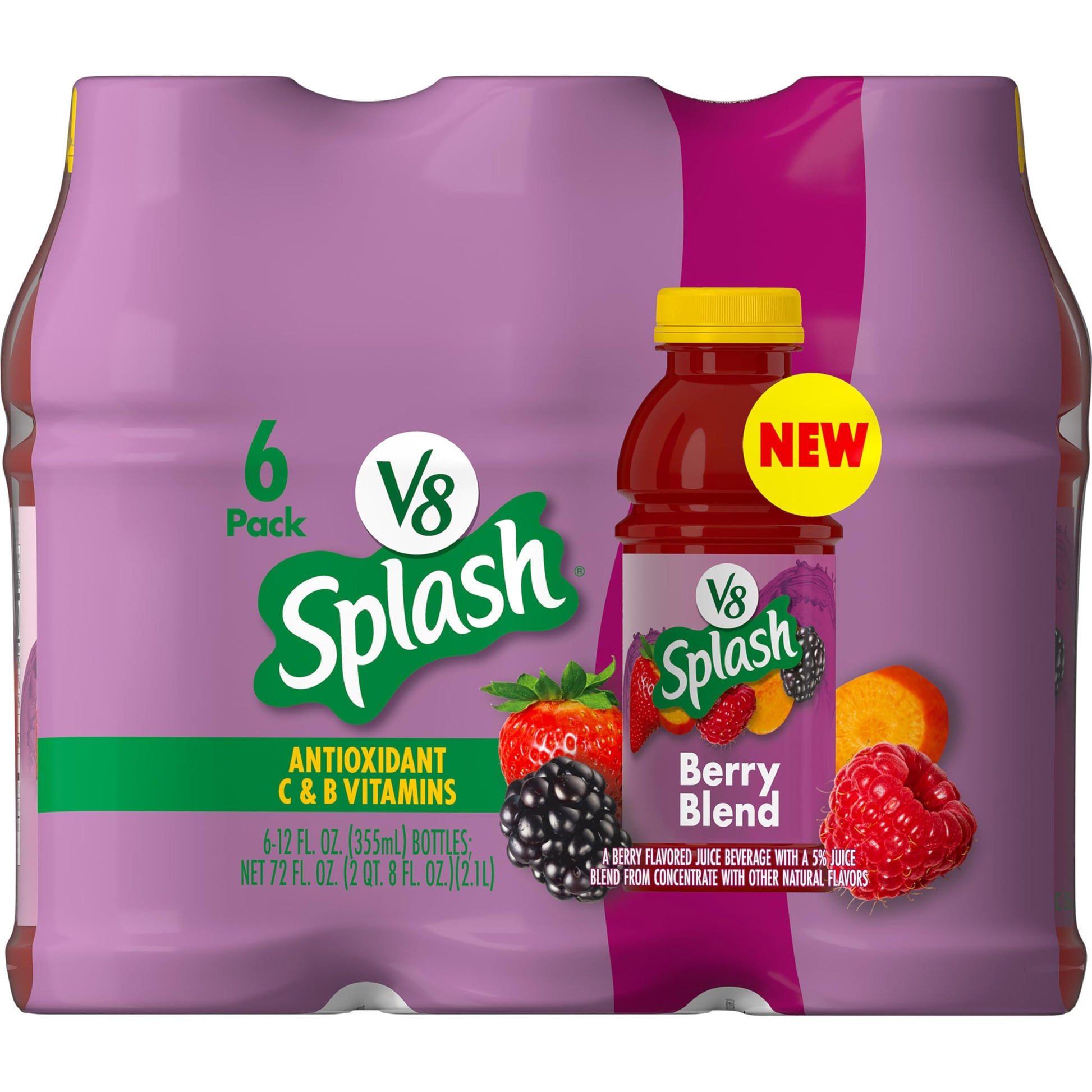 V8 Splash Berry Blend Flavored Juice Beverage  12 fl oz Bottle (6 Pack)