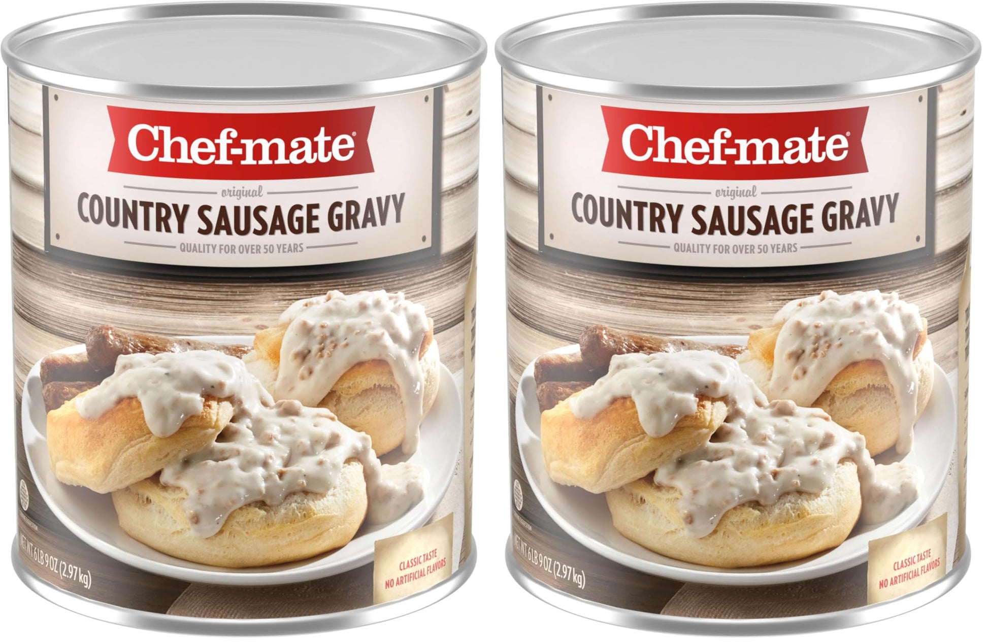Chef-mate Country Sausage Gravy, Breakfast Sausage, Biscuits and Gravy, 6 lb 9 oz, #10 Can (Pack of 2)