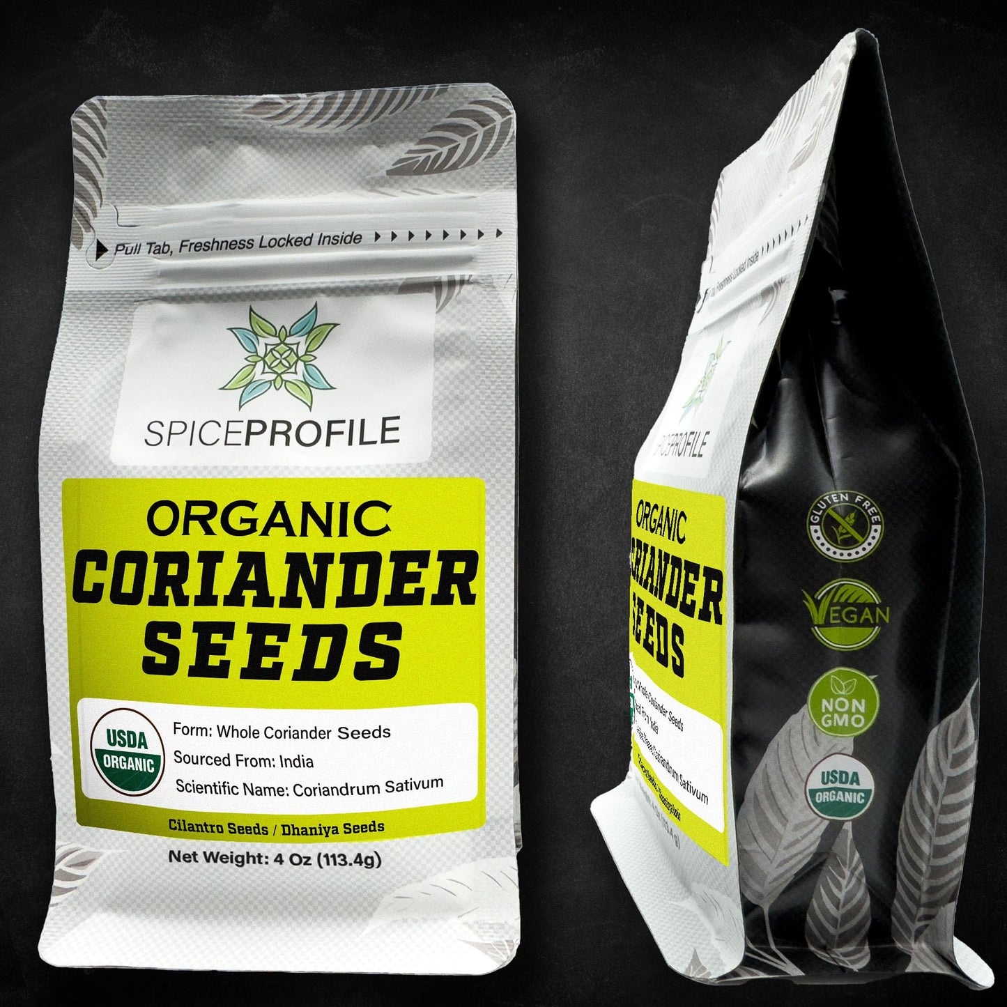 Spice Profile USDA Organic Coriander Seeds  Lab Tested for Heavy Metals  Resealable 4oz Pouch  Dhaniya  Semillas de Cilantro