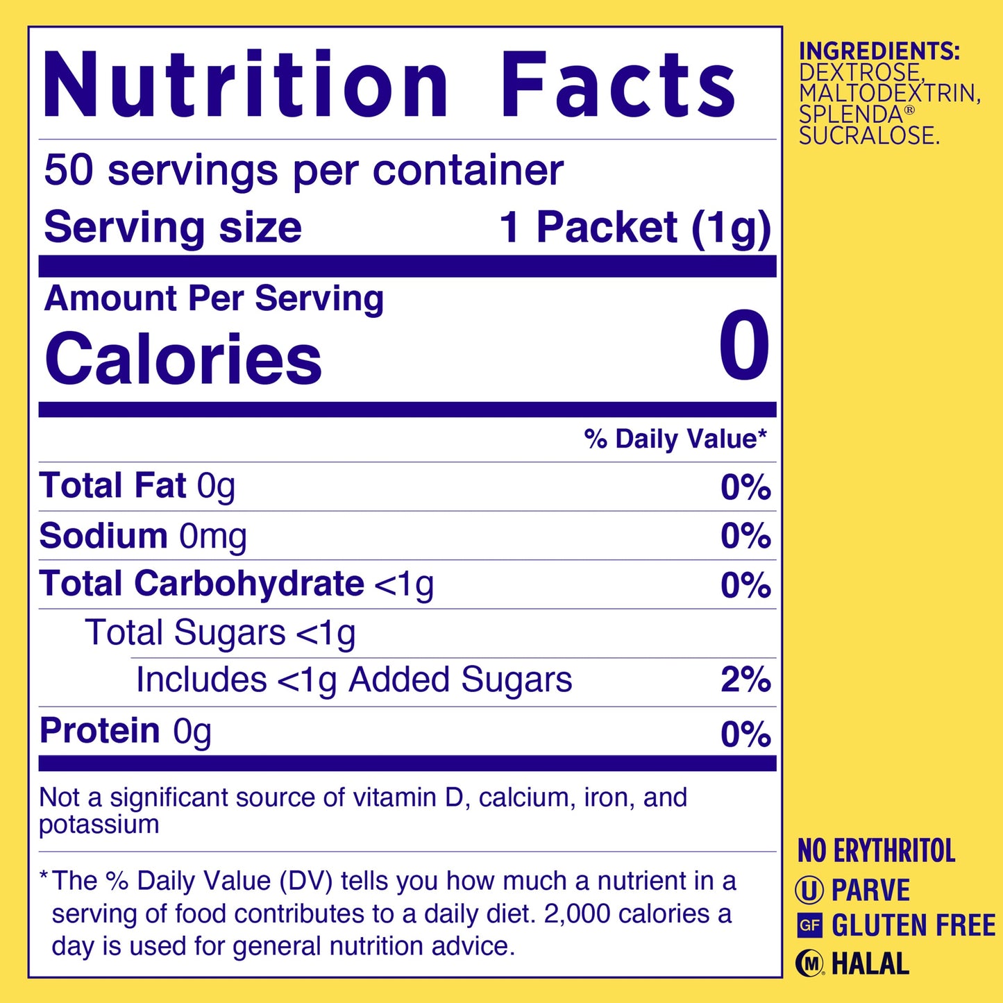 SPLENDA Zero Calorie Sweetener, 50 Count Packets (Pack of 2)
