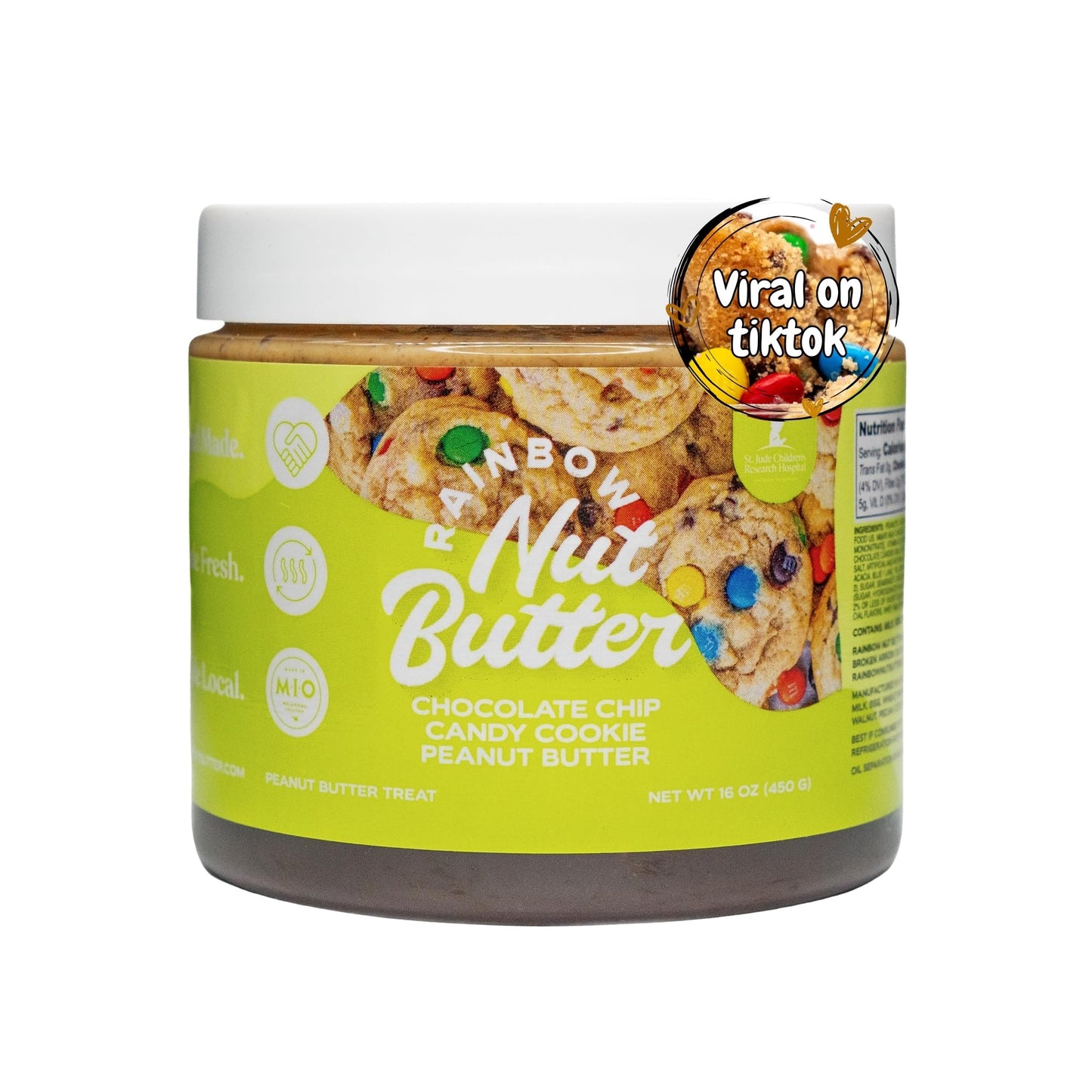 Rainbow Nut Butter, Chocolate Chip Candy Cookie Peanut Butter, Spread, Treat, Snack, Dessert, High Protein Flavored Nut Butter, 