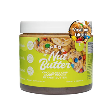 Rainbow Nut Butter, Chocolate Chip Candy Cookie Peanut Butter, Spread, Treat, Snack, Dessert, High Protein Flavored Nut Butter, 