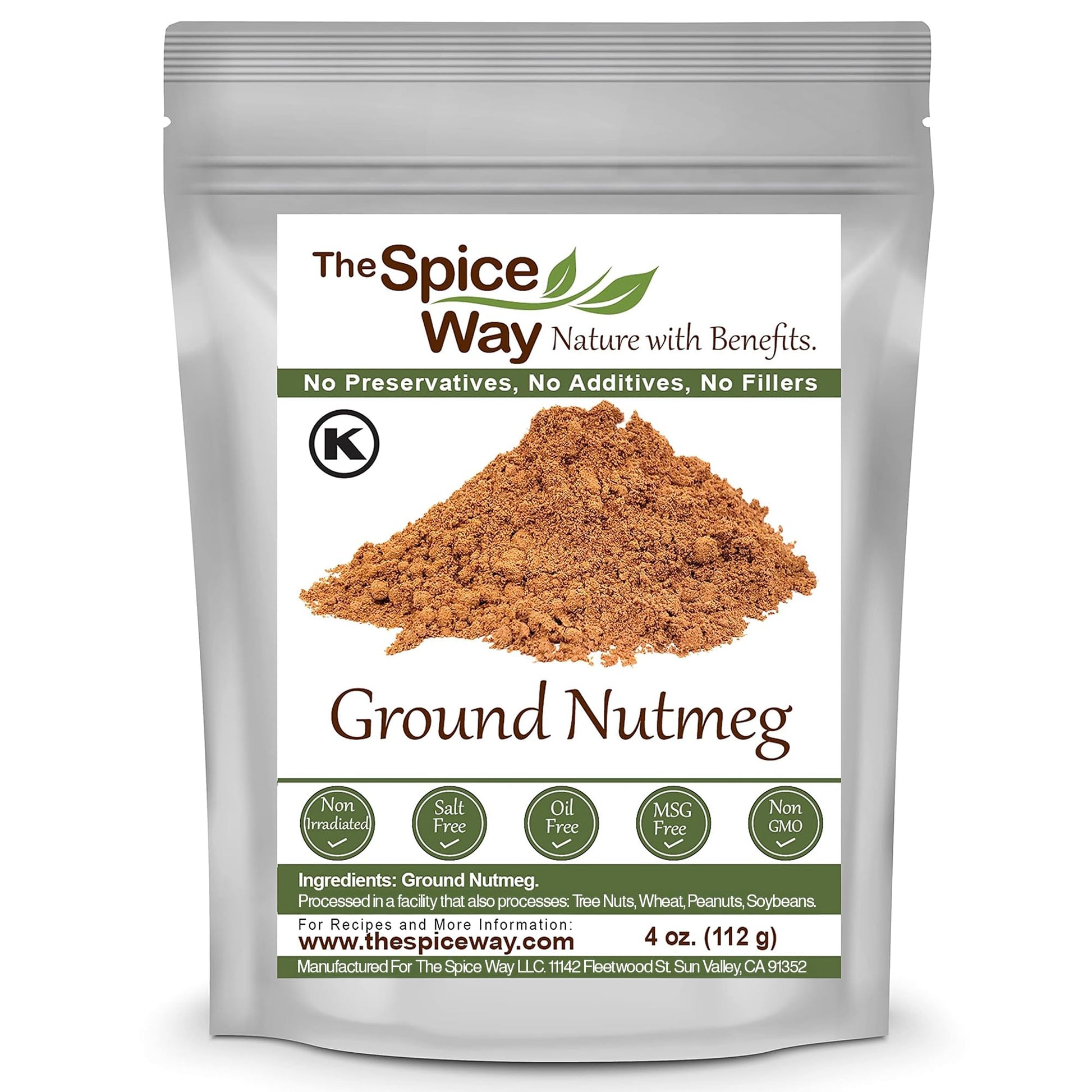 The Spice Way Ground Nutmeg Powder, 4 oz Resealable Bag