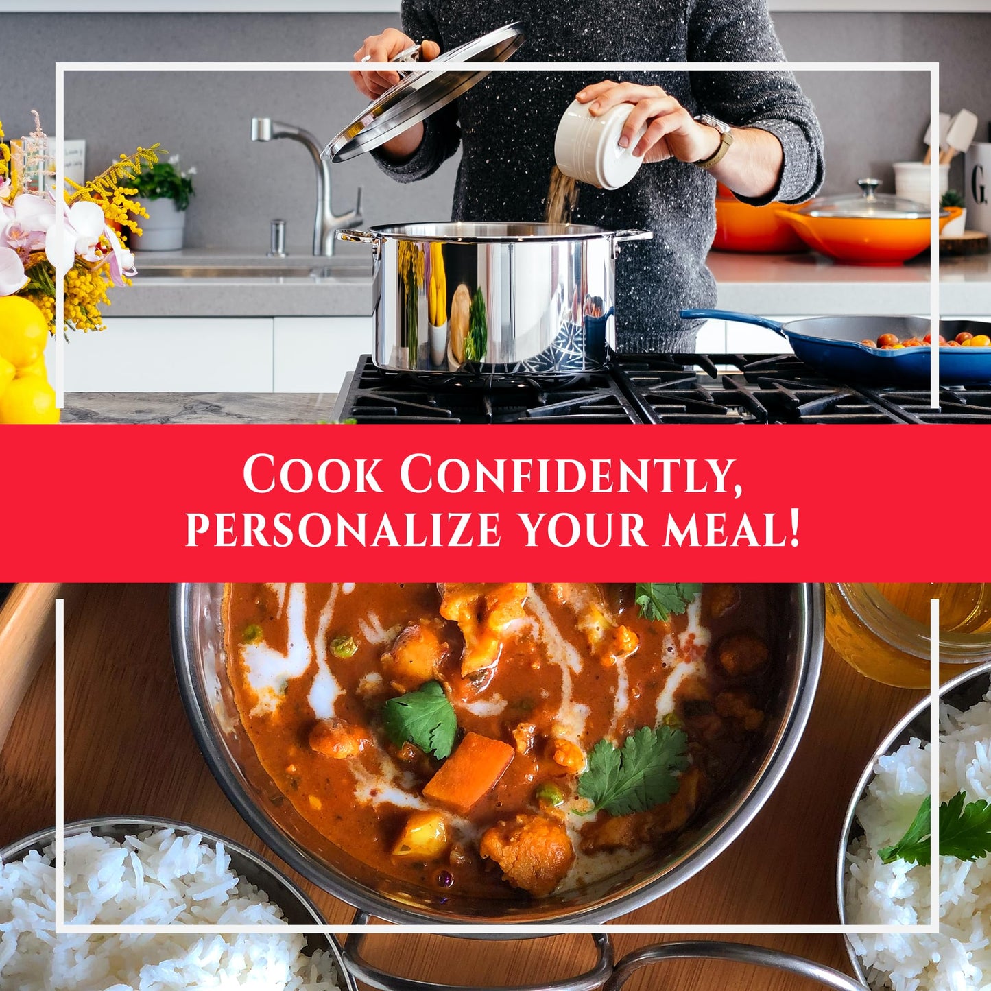 Butter Chicken Makhani Indian Curry Simmer Sauce By Flavor Temptations | Authentic, Vegan, Gluten-Free, Low Sodium (8 Fl Oz Glas