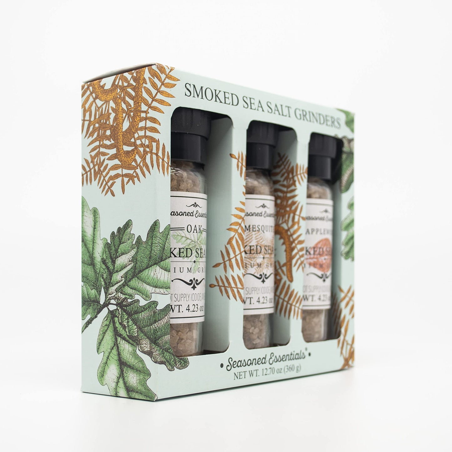 Seasoned Essentials Gourmet Smoked Sea Salt Grinder Variety Pack - 3 Pack, 4.41 Ounce, Perfect for Meat, Fish, and Vegetables