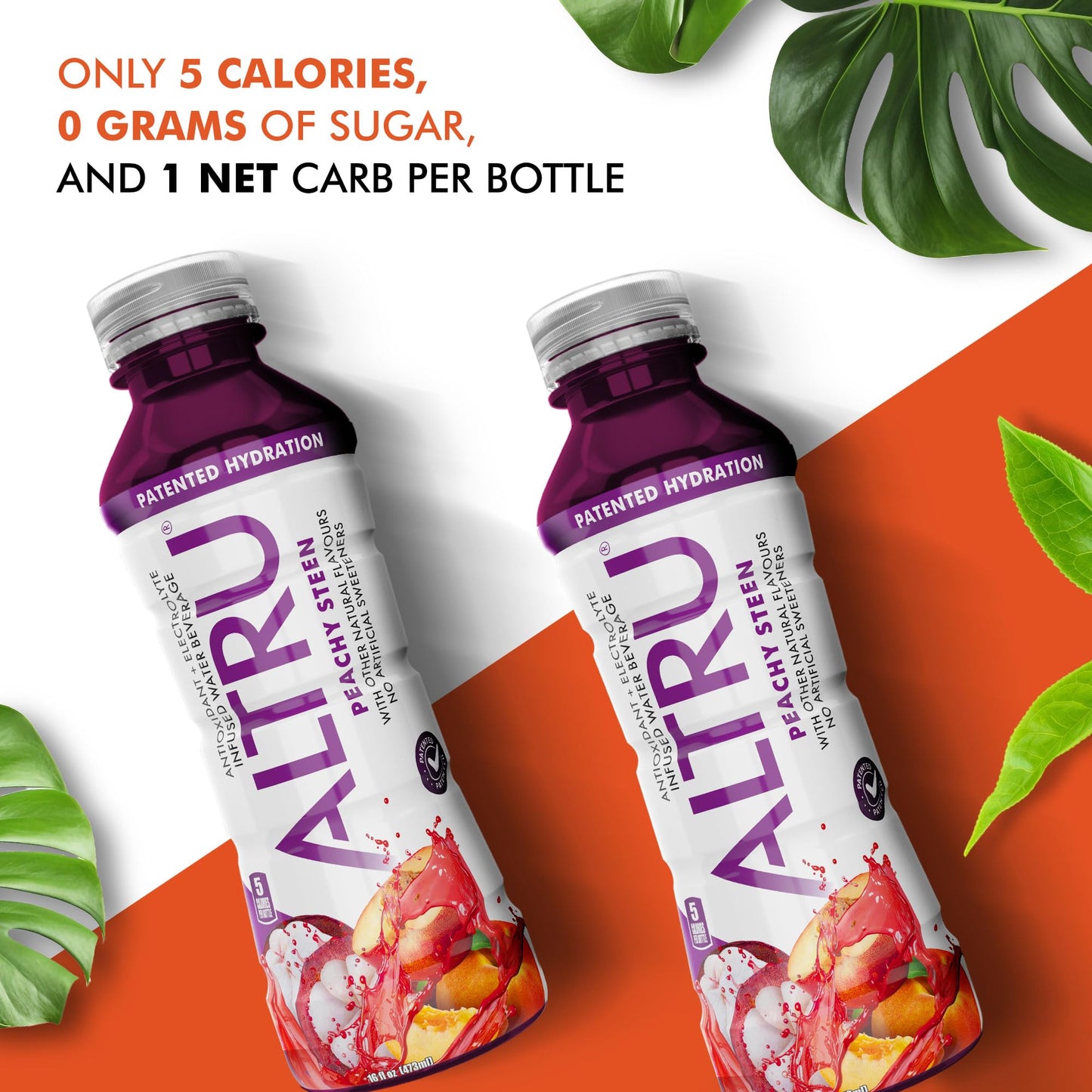 Altru Tropical Fruit Flavored Water With Patented Antioxidant & Electrolyte Blend With Glutathione, 12 Pack (16 Oz Bottles), Ket