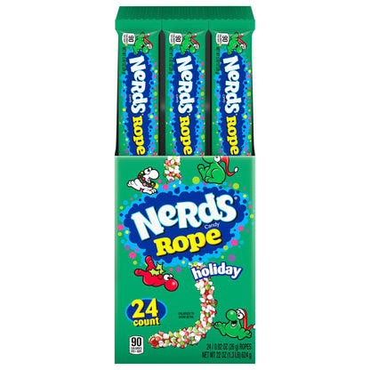 Nerds Holiday Ropes, Individually Wrapped Holiday Candy for Stocking Stuffers, Holiday Themed Nerd Ropes Candy Pack, 0.92 Oz, Pa