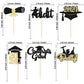 Gyufise 24Pcs Black Gold Glitter 2024 Graduation Theme Cupcake Toppers Glitter Class Of 2024 Diploma Finally I Did It Congrats G