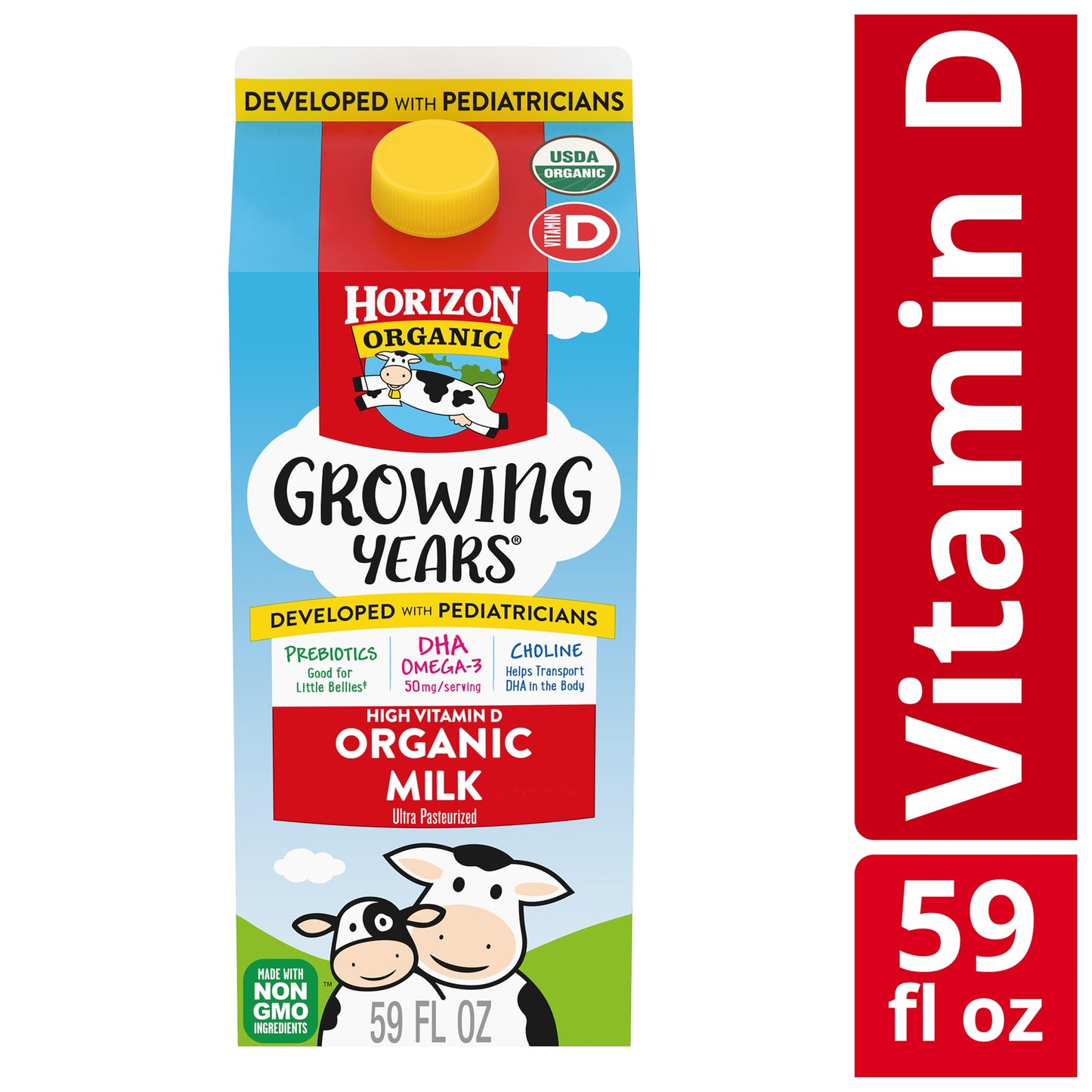 Horizon Organic Growing Years Milk, High Vitamin D Organic Milk for Growing Kids with DHA Omega-3, Choline, and Prebiotics, 59 f