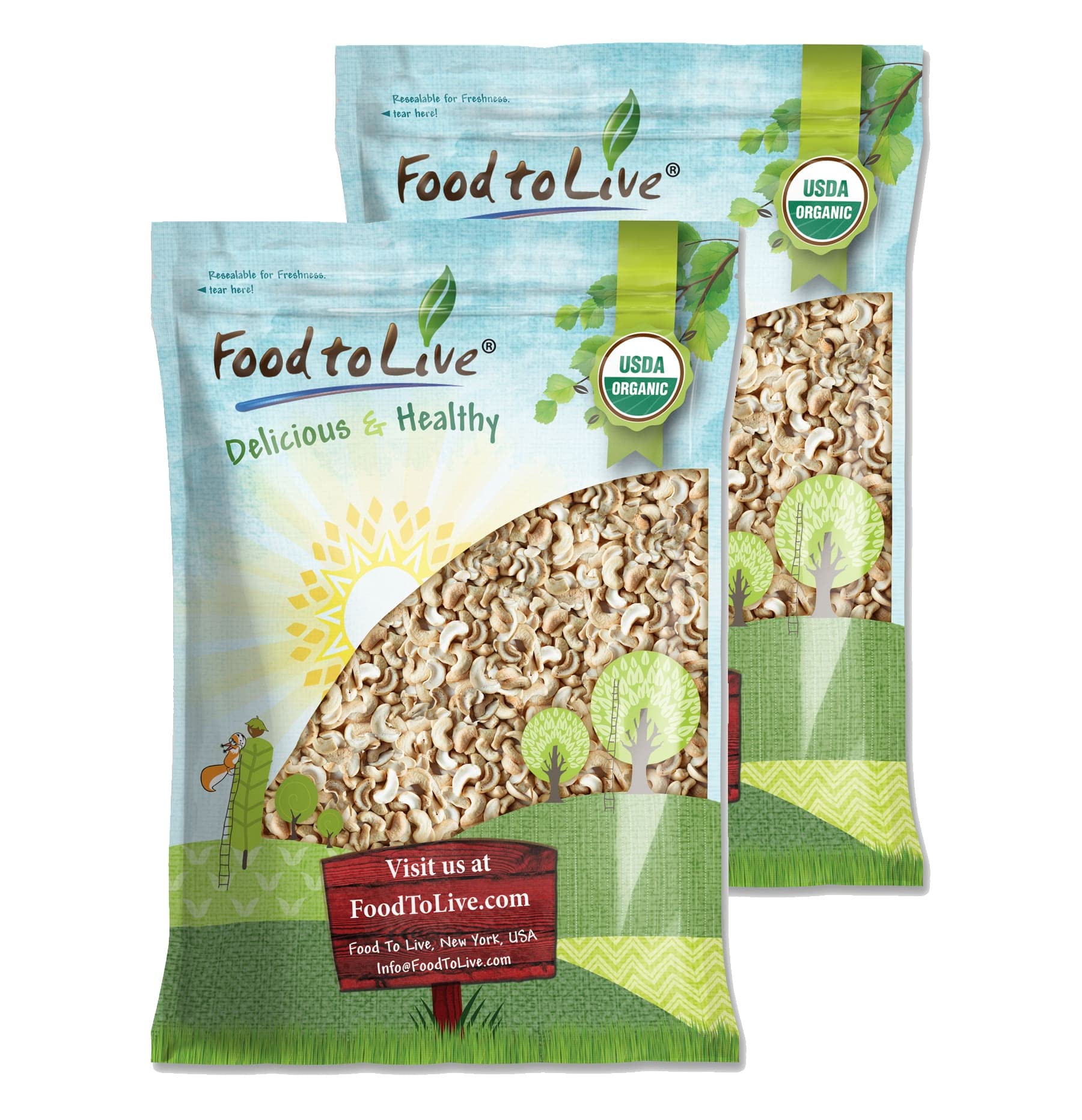 Food to Live - Organic Cashew Pieces, 16 Pounds - Non-GMO, Kosher, Raw, Vegan, Unsalted, Unroasted, Bulk