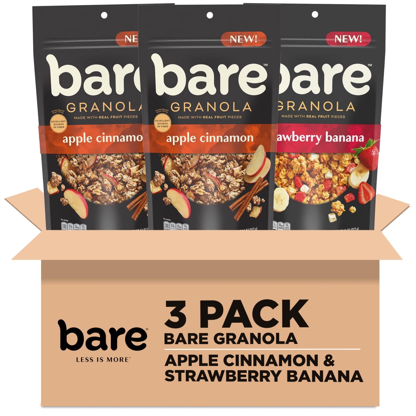 Bare Granola Cereal Variety Pack, 11 oz Bags (Pack of 3)