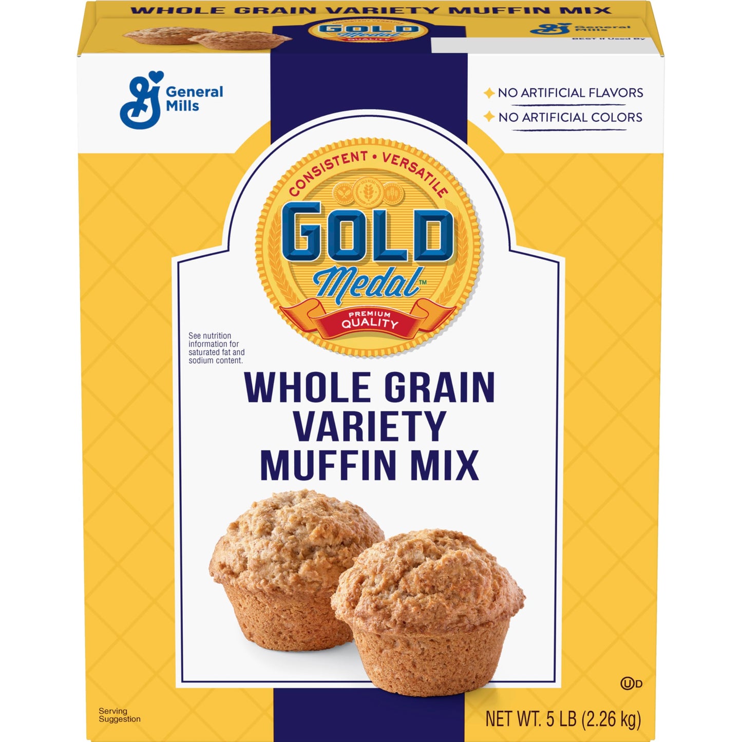 Gold Medal Whole Grain Muffin Mix, 5 Lb Box, Pack of 6, 100% Whole Grain