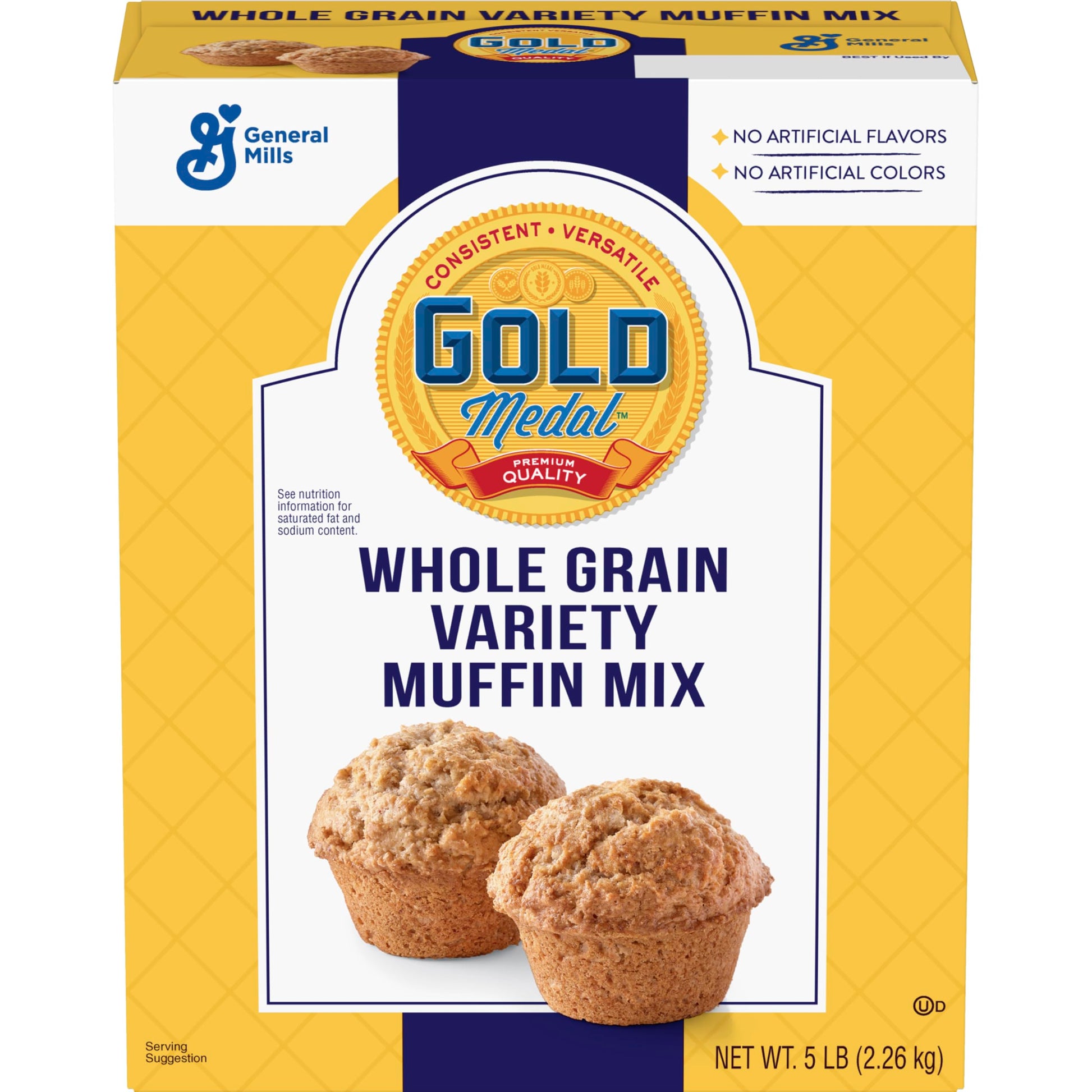 Gold Medal Whole Grain Muffin Mix, 5 Lb Box, Pack of 6, 100% Whole Grain