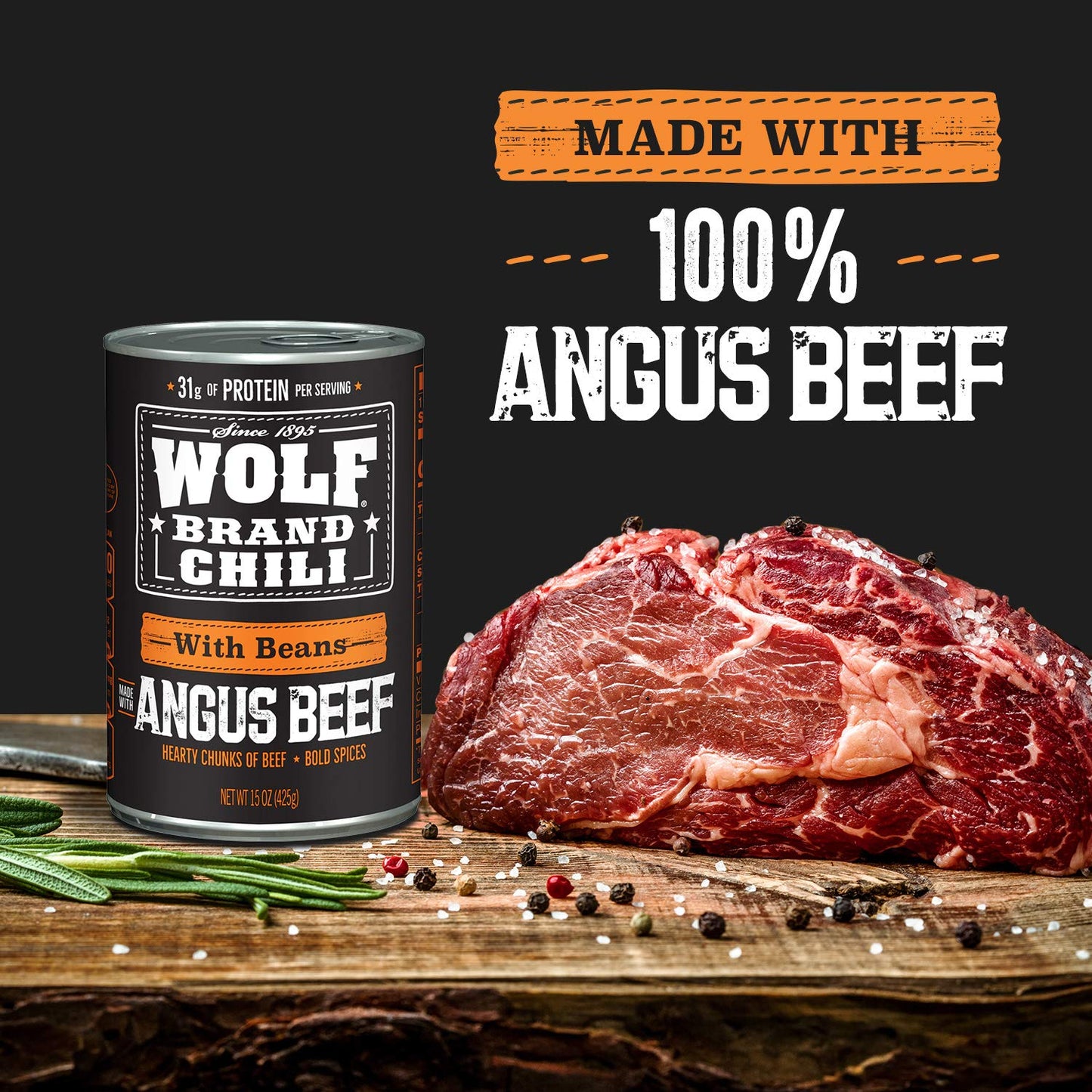 Wolf Brand Angus With Beans Chili, 15 Oz.