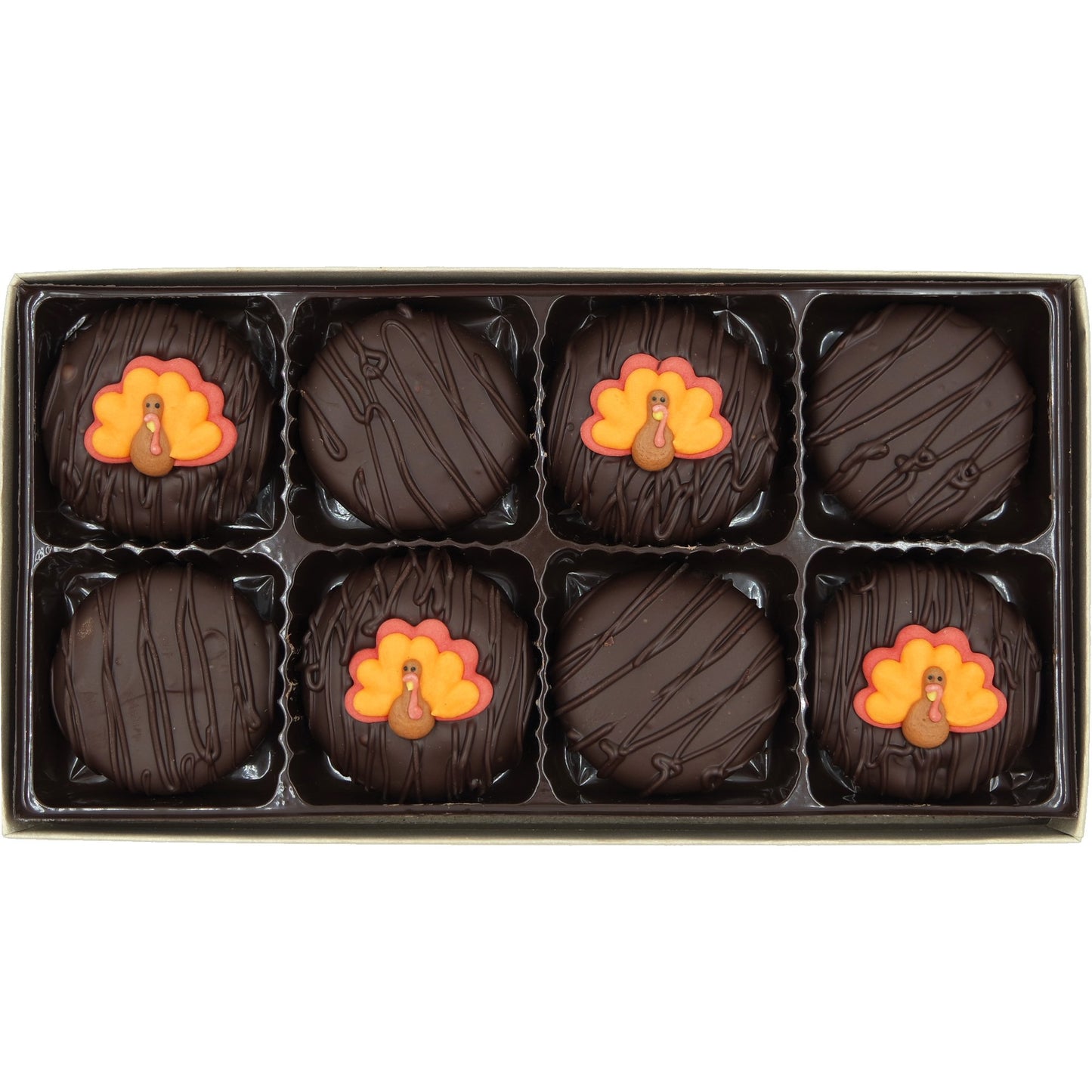 Philadelphia Candies Dark Chocolate Covered OREO Cookies, 8 Ounce, Thanksgiving Tom Turkey Design
