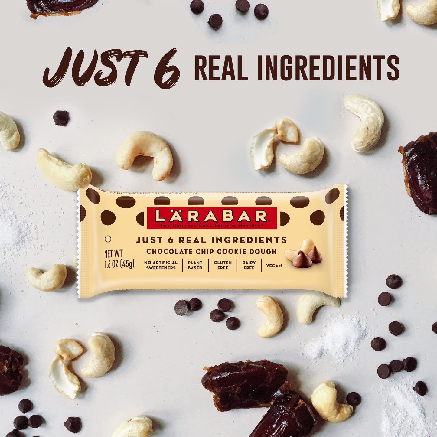 Larabar Chocolate Chip Cookie Dough, Fruit And Nut Bars, Gluten Free And Vegan, 19.2 Oz, 12 Ct