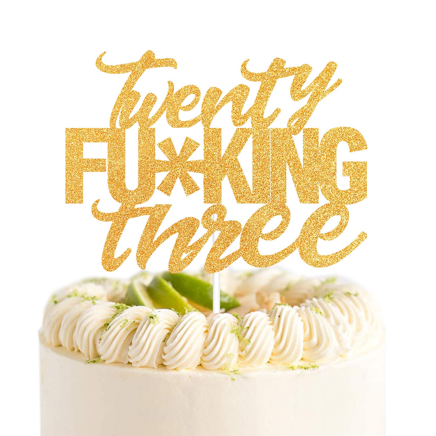Twenty Three Gold Glitter Cake Toppers 23 Years Old 23Rd Birthday Anniversary Party Decorations Supplies
