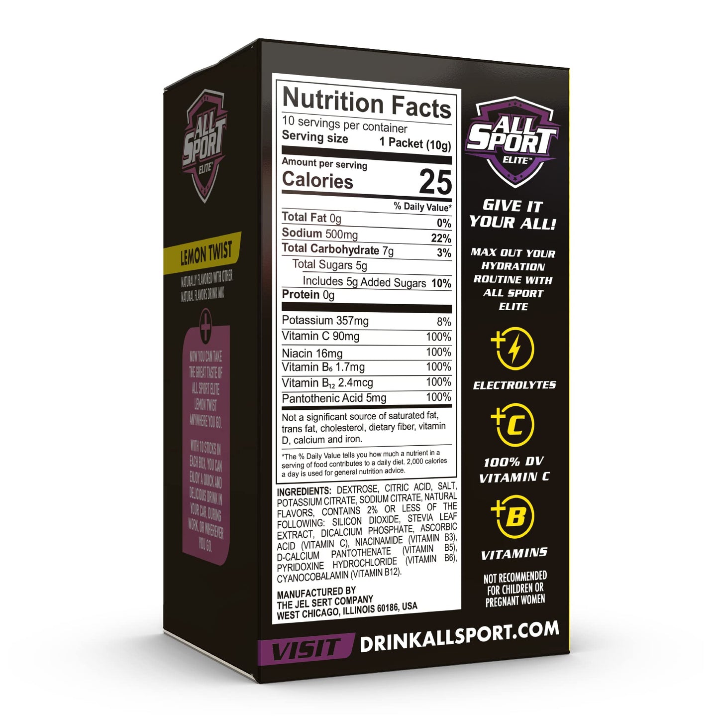 All Sport advanced - Electrolyte Hydration Performance - Lemon Twist - Singles To Go Powder Packets (10 Sticks)