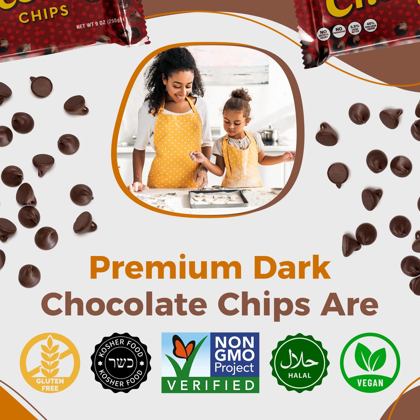 Liebers Vegan Semi-Sweet Chocolate Chips, Gluten Free, Dairy Free, 9 Oz Pack of 3